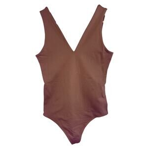 Abercrombie & Fitch Soft AF Brown Tan Sleeveless VNeck Shapewear Bodysuit Size M